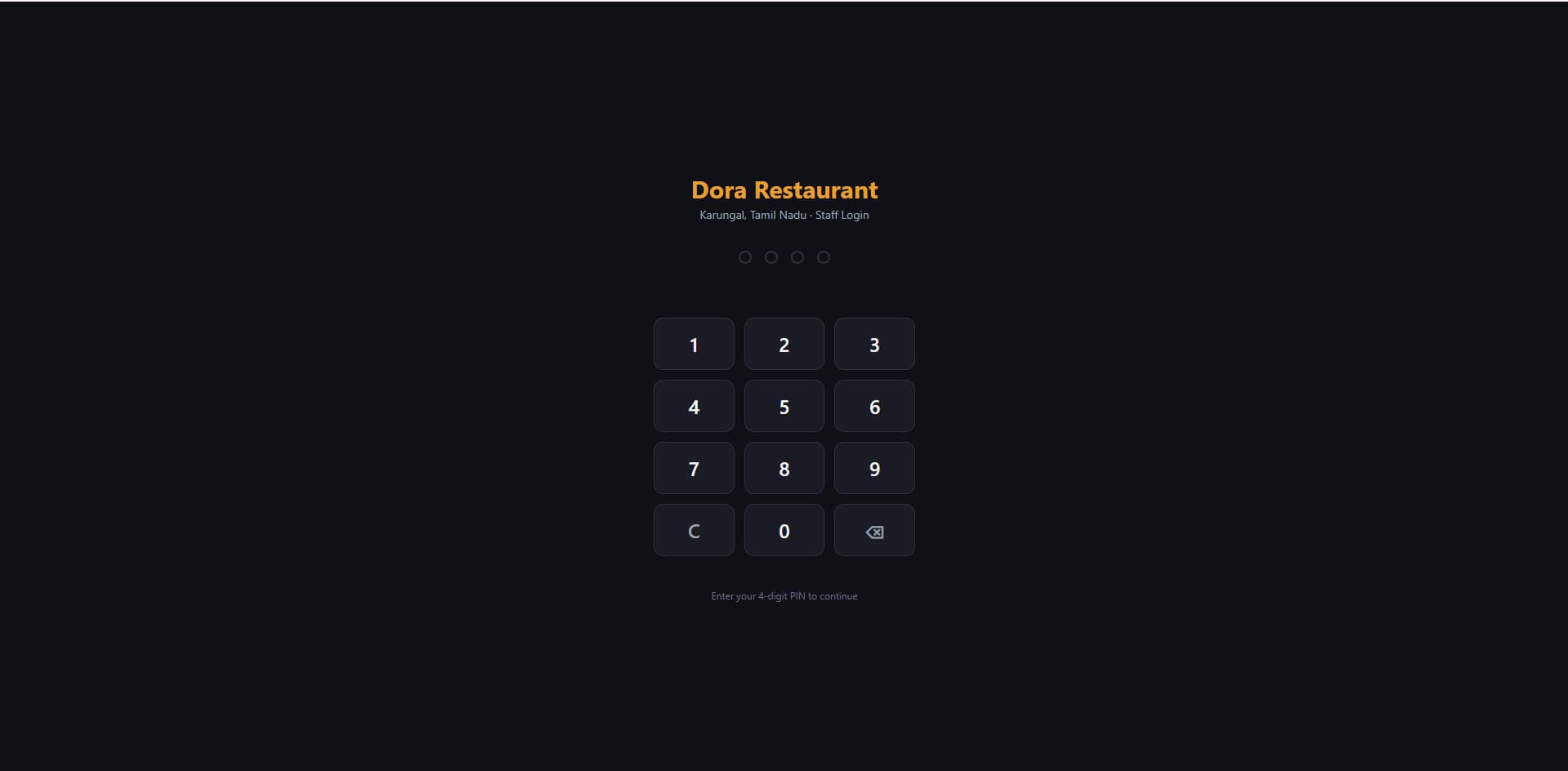 QDCODEX restaurant billing software — Restaurant billing counter screen
