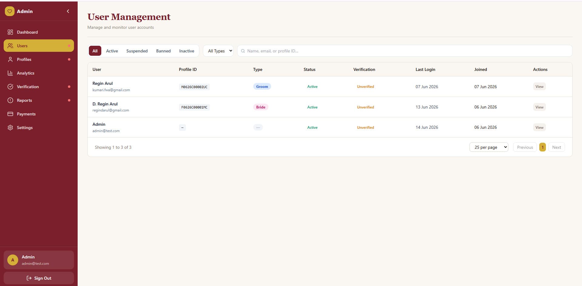 QDCODEX matrimony application — Interest requests and chat screen