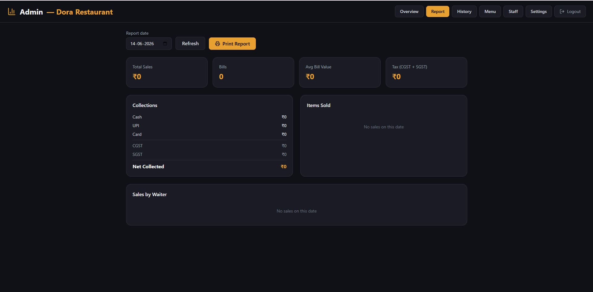 QDCODEX restaurant billing software — Live kitchen order display (KOT)